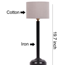 Devansh Grey & Black Solid Traditional Cylindrical Table Lamp image 2