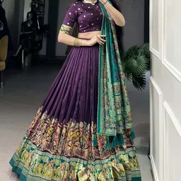 APNISHA Printed Foil Print Ready to Wear Lehenga & Unstitched Blouse With Dupatta image 3