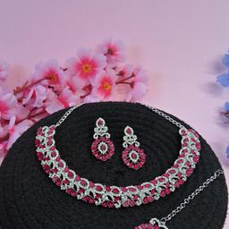 VATSALYA creation Alloy Gold- plated Ruby Red Jewellery Set-27