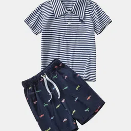 YK Boys Striped T-Shirt With Shorts Clothing Set-image-86