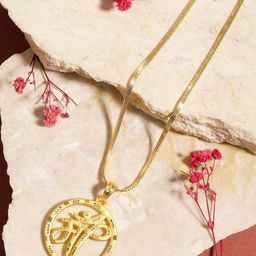 ORANGENYSHA 1 Gram Gold-Plated Circular MAA Pendant With Chain-14