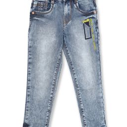 LEO Slim Fit Stretchable Graphic Printed Stone Wash Jeans - Blue-image-7