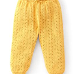 Babyhug Knit  Winter Wear Full Length Pyjama Solid Color - Mustard-image-42
