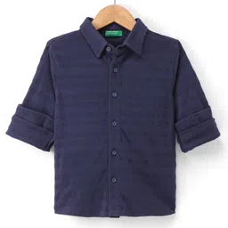 UCB Woven Full Sleeves Self Designed Shirt - Blue-picture-4