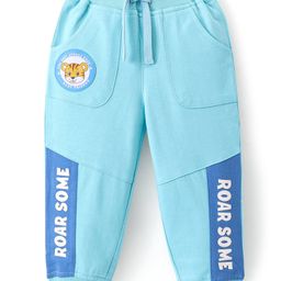 Babyhug Cotton Looper Full Length  Lounge and Track Pants Text Print -  Blue-image-68