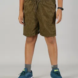 Kiddopanti Abstract Printed Roll Up Shorts - Military Green-picture-26