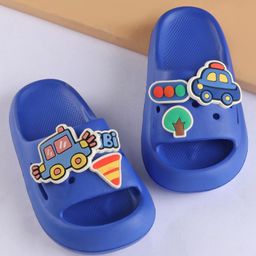 Oh! Pair Slip On  Clogs with Car Applique - Blue-picture-15