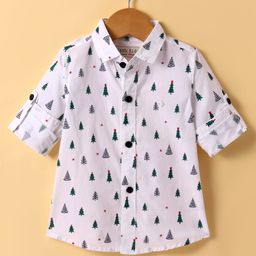 JASH KIDS Cotton Knit Full Sleeves Jungle Theme Printed Shirt - White-image-67