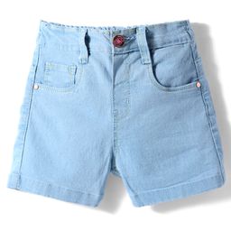 Babyhug Denim Mid Thigh Washed Shorts With Stretch - Light Blue-image-71