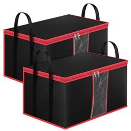 Storite 2 Pack Multi-Purpose Moisture Proof Heavy Duty 1680 Denier Nylon Super-Size Large Toys/Stationery Paper/Blankets/Clothes Storage Bag (66x 45 x 39 cm, Rectangular, Transparent)-17