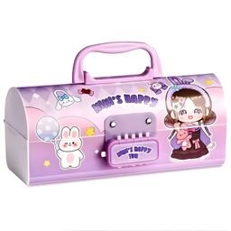 SCHOOLISH Cute & Beautiful Girl Print Password Protected Compass Box For Kids, Students- PACK OF 1- COLOR MAY VARY-24