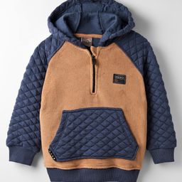 Little Kangaroos Cotton Blend Woven Full Raglan Sleeves Hooded Sweatshirt with Patch & Kangaroo Pockets - Navy Blue-picture-47