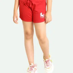 Ariel Cotton Knit Unicorn Printed Shorts - Red-picture-41