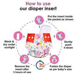 VParents Jumbo and Rain Print Reusable and Adjustable Cloth Diapers With ultra Absorbent Insert with 5 Layers Washable Pack of 2 - Multicolor image 3