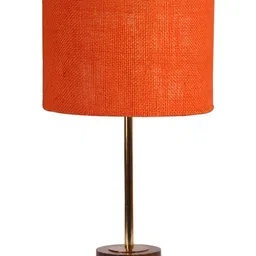 Aura Orange Colored & Gold Toned Metal Cylindrical Shaped Table Lamp-10