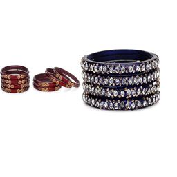 SOMIL Set Of 12 Maroon Alloy Artificial Stones & Beads Bangles-picture-25