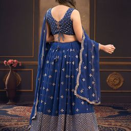 BAESD Embroidered Sequinned Semi-Stitched Lehenga & Unstitched Blouse With Dupatta image 3