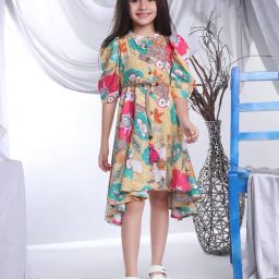 Peppermint Kids Mustard Floral Print Shirt Dress with Belt-picture-28