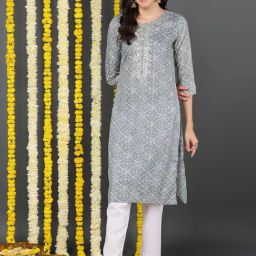 Vaamsi Grey Printed Straight Kurta-picture-35