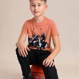 U.S. Polo Assn. Boys Orange Cotton Printed T-Shirt-image-25