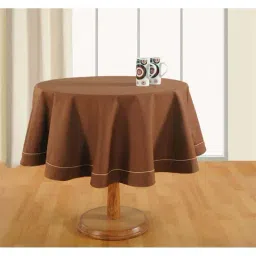 Swayam Brown Cotton 200 TC 6 Seater Round Table Cover  - Set of 1-18