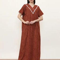 Jaipur Kurti Brown Printed Night Dress-picture-9