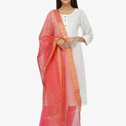Paislei White Embroidered Cotton Kurta-image-54
