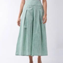 Inweave Turquoise Cotton Palazzos-image-91