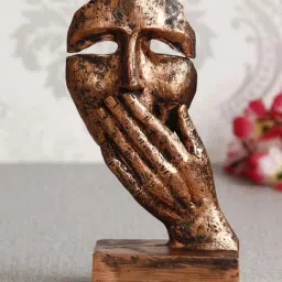 eCraftIndia Rustic Look Human Face with Hands on Mouth Handcrafted Decorative Showpiece-image-91