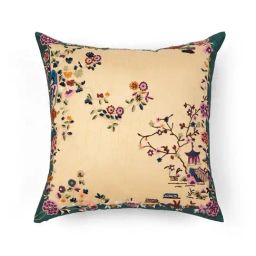 Home4U Calista Beige & Green Poly Dupion Cushion Cover - Set of 1-image-60