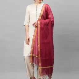 Indo Era Pink Plain Dupatta-picture-22