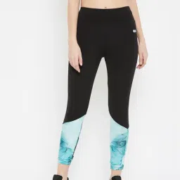 Clovia Black & Blue Printed Tights-image-97