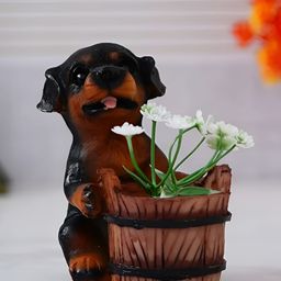 Webelkart Brown & White Cute Brownish Puppy Stand Showpiece-image-79