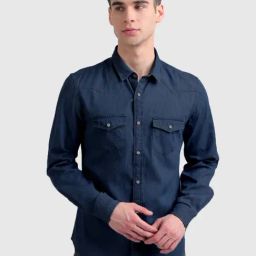 United Colors of Benetton Blue Cotton Slim Fit Shirt-picture-22