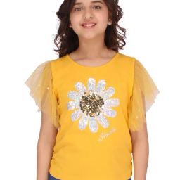 Cutecumber Kids Yellow Embellished Top-image-78