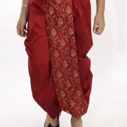 VASTRAMAY Kids Maroon Embroidered Dhoti-image-94