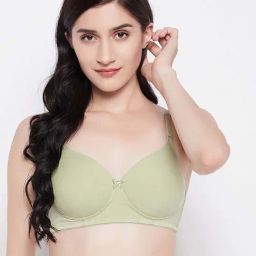 Clovia Green Half Coverage Padded Wireless T-Shirt Bra-image-86