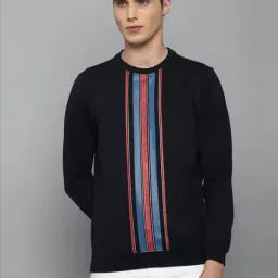 Louis Philippe Sport Black Cotton Regular Fit Striped SweatShirt-27