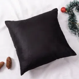 Nestroots Solid Black Polyester Cushion Cover-image-32