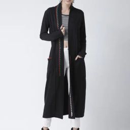 KASSUALLY Black Front Open Shrug-2