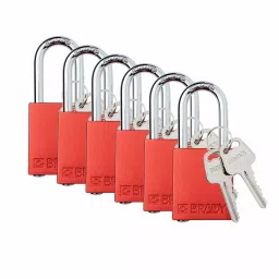 BRADY Aluminum 61/250 inch Padlock, 793EF3 (Red) (Pack of 6)-18