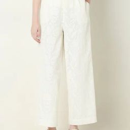 Vero Moda White Cotton Self Design Pants-image-44