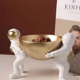 SMOKEY COCKTAIL White And Gold-Toned Spacewalk Bowl Figurine Showpiece-image-58
