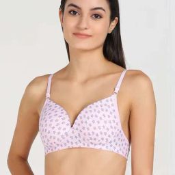 AROUSY Pink Cotton Printed Plunge Bra-image-37