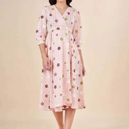 Akkriti by Pantaloons Pink Cotton Printed A-Line Dress-image-43