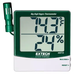 EXTECH INSTRUMENTS Big Digit Hygro-Thermometer, 10% - 99%Rh, 445715-43