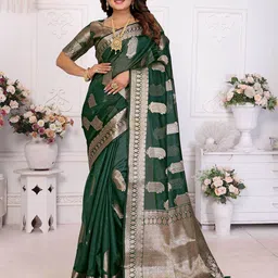 Divyadham Textiles Ethnic Motifs Zari Banarasi Saree-45