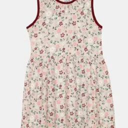 Kiddopanti Kids Beige Cotton Floral Print Dress-image-80