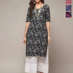 Anouk Rustic Women Pack of 4 Floral Printed Daily Straight Kurtas-image-66