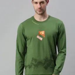 SHOWOFF Green Cotton Slim Fit Printed Sweatshirt-image-33